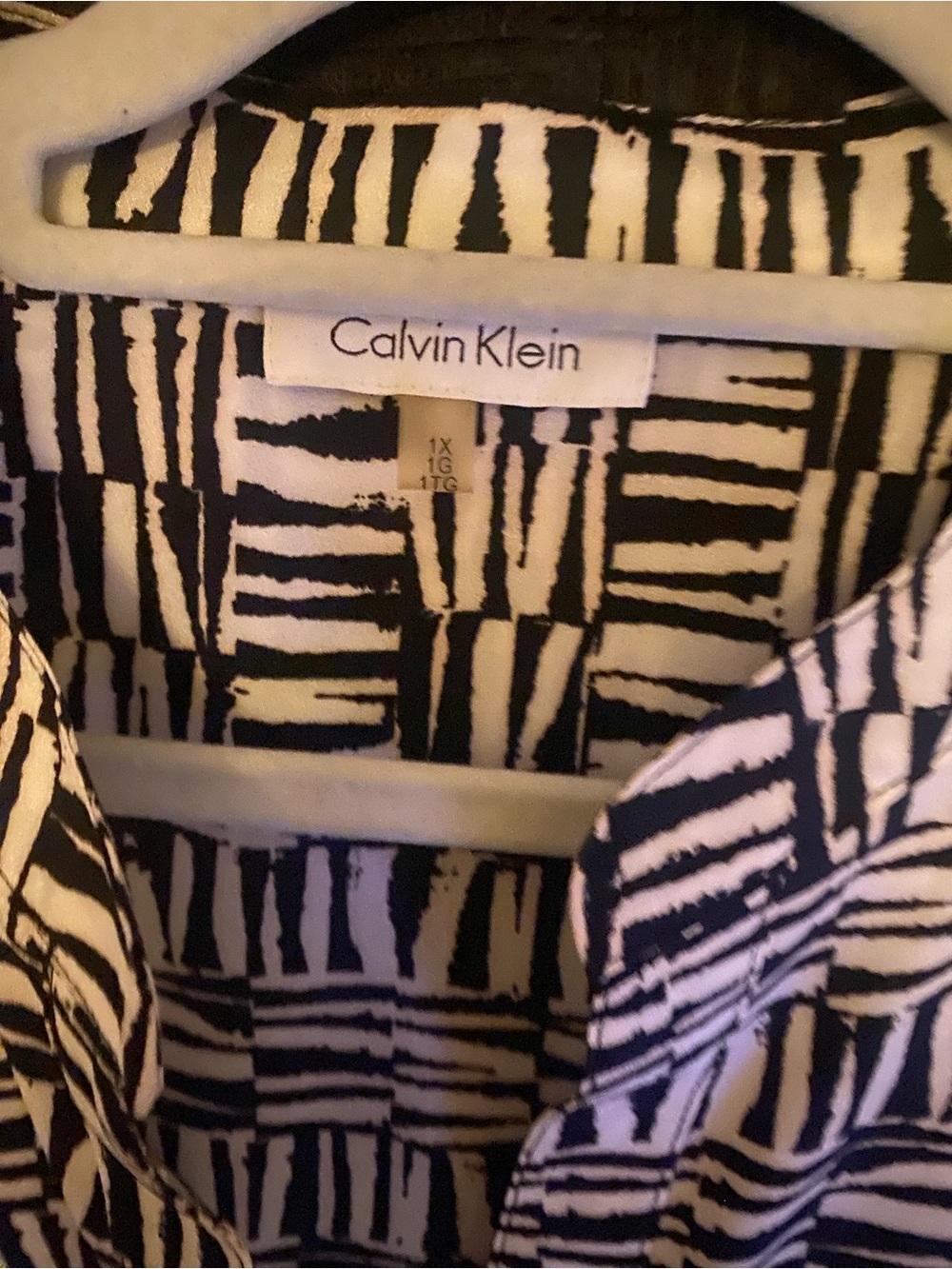 Calvin Klein - Black and White Patterned Womens Tunic Top size 1X - Picture 2 of 4